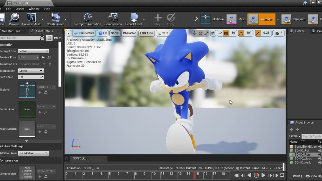 Sonic Animated Unreal Engine 4 Low-poly 3D model_6
