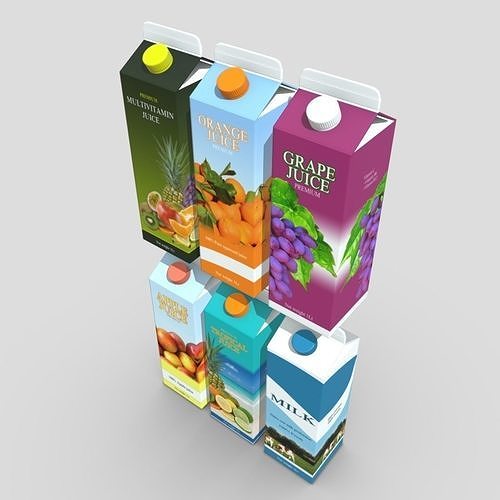 Juice Carton Pack Low-poly 3D model 5