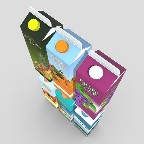 Juice Carton Pack Low-poly 3D model 7