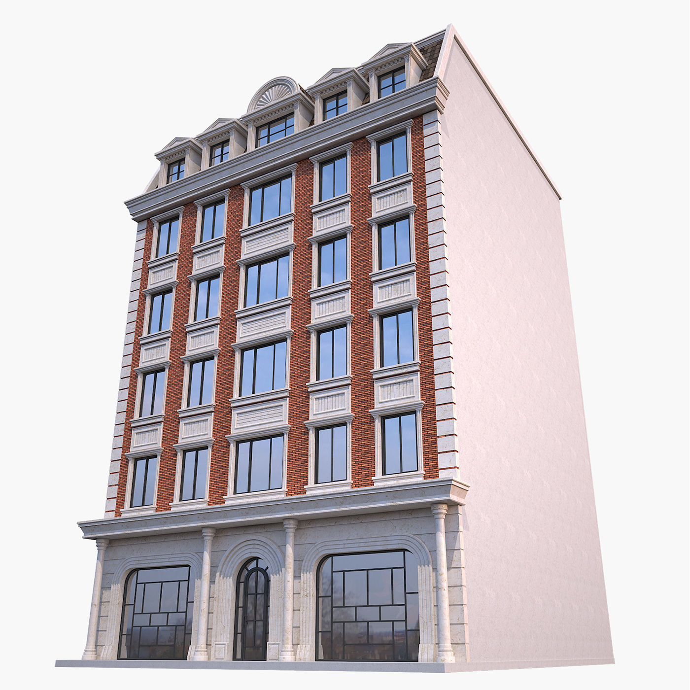 Classic building Low-poly 3D model_1