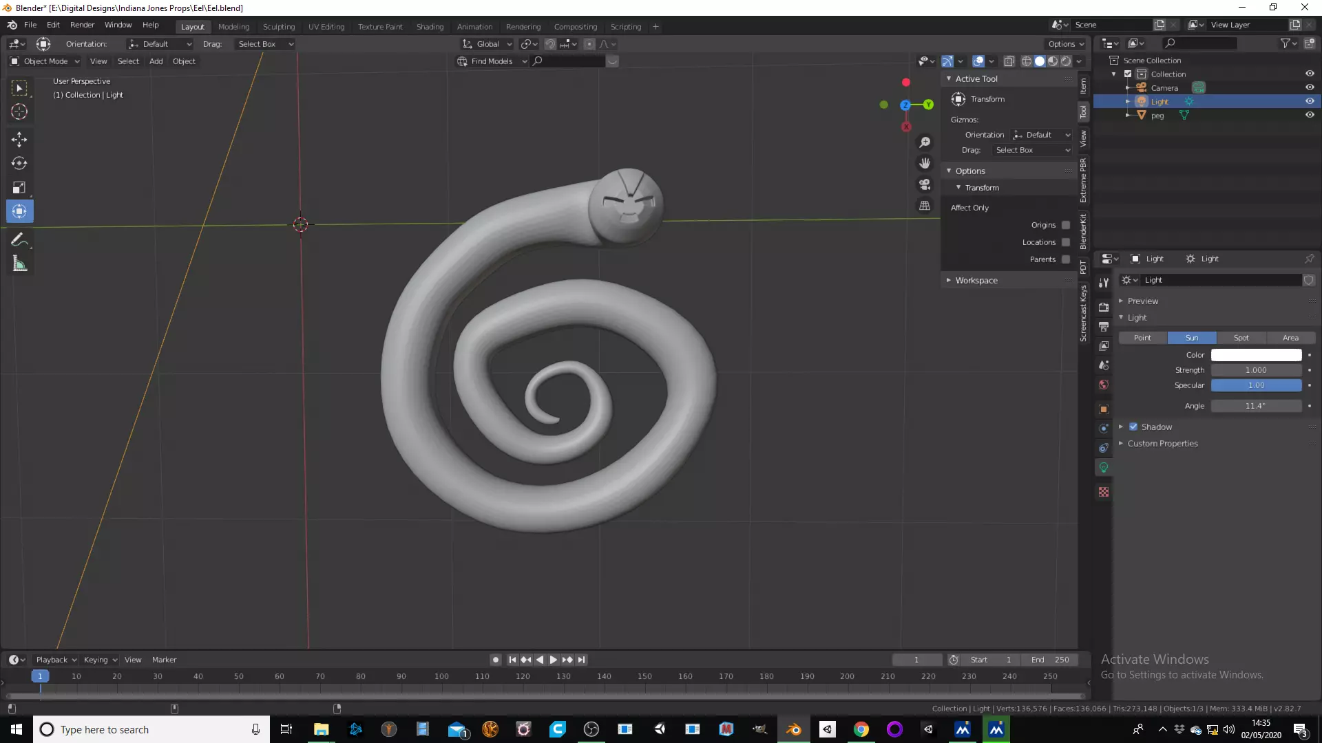 Eel figurine from Indiana Jones and the Fate of Atlantis 3D print model_0