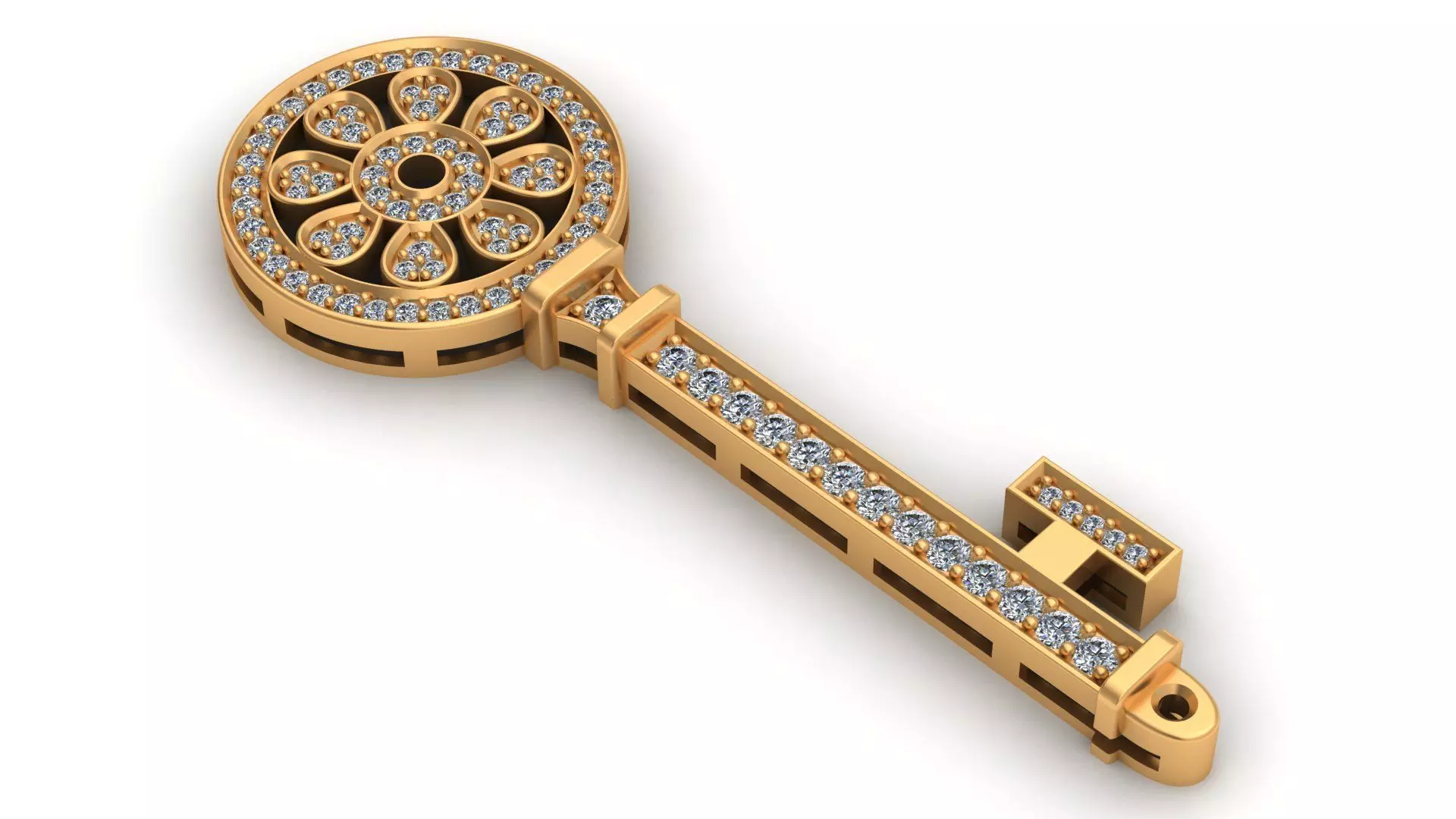 Tiffany Flower Gold Key Pendant 3D print model