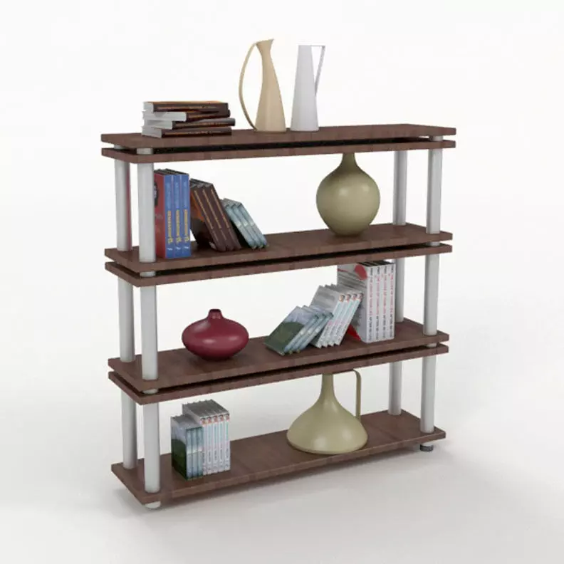 Bookshelf bookcase with books and vases 3D model | CGTrader