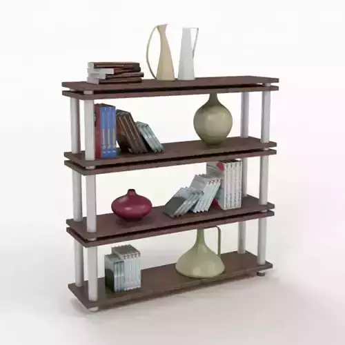 Bookshelf bookcase with books and vases