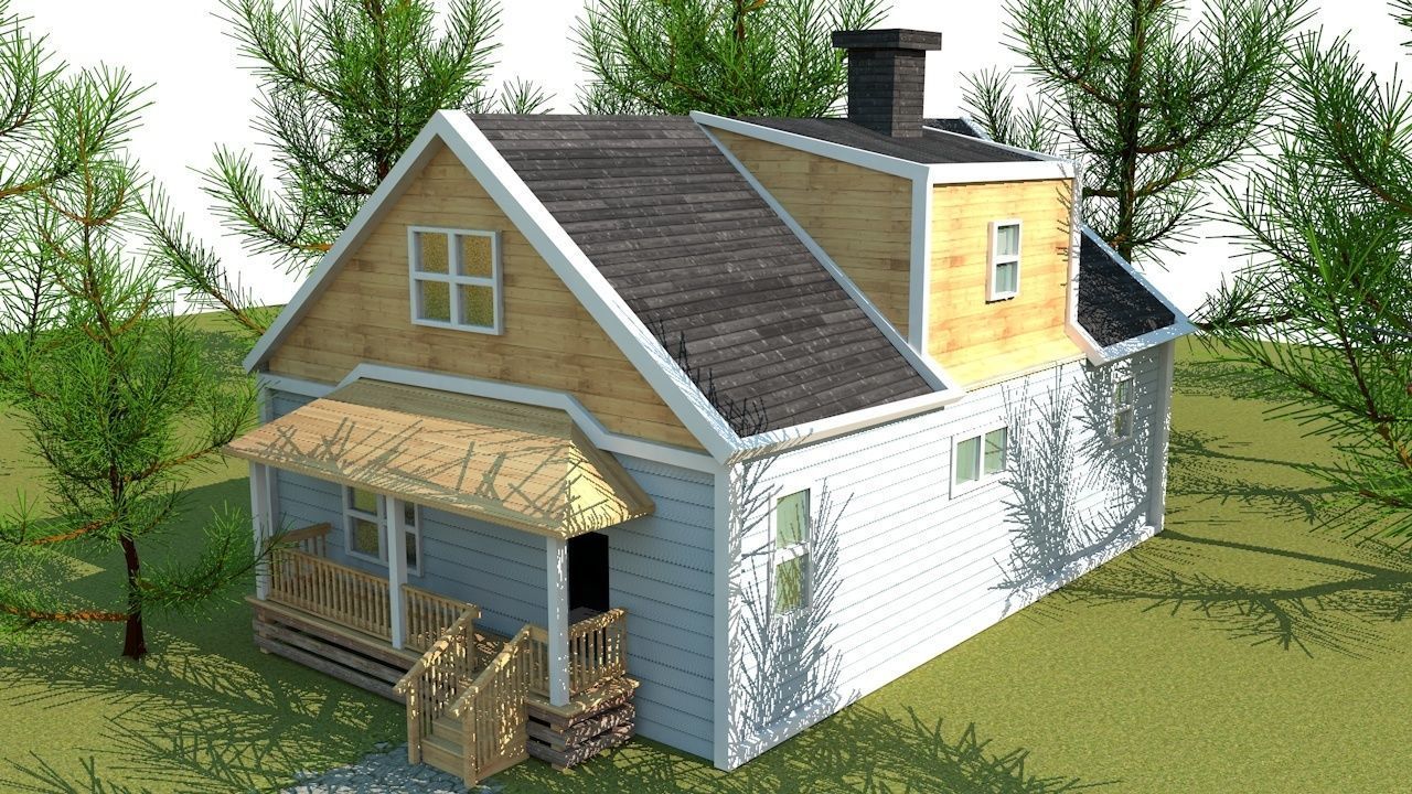 prohouse house plans for cottage Low-poly 3D model_2