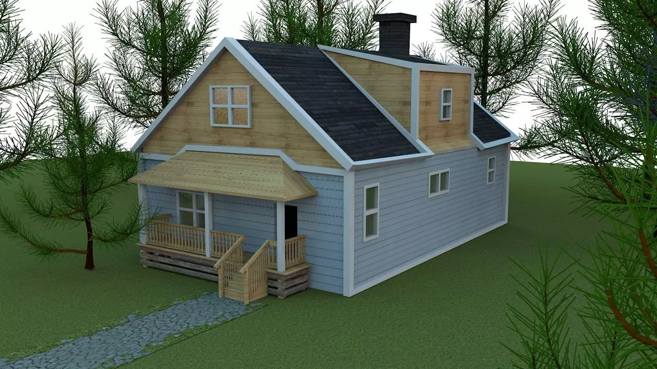 prohouse house plans for cottage Low-poly 3D model_0