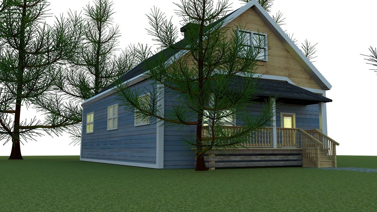 prohouse house plans for cottage Low-poly 3D model_7