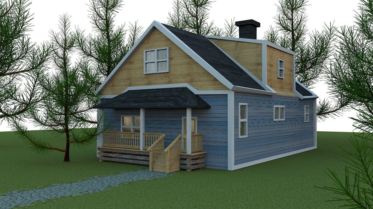 prohouse house plans for cottage Low-poly 3D model_4