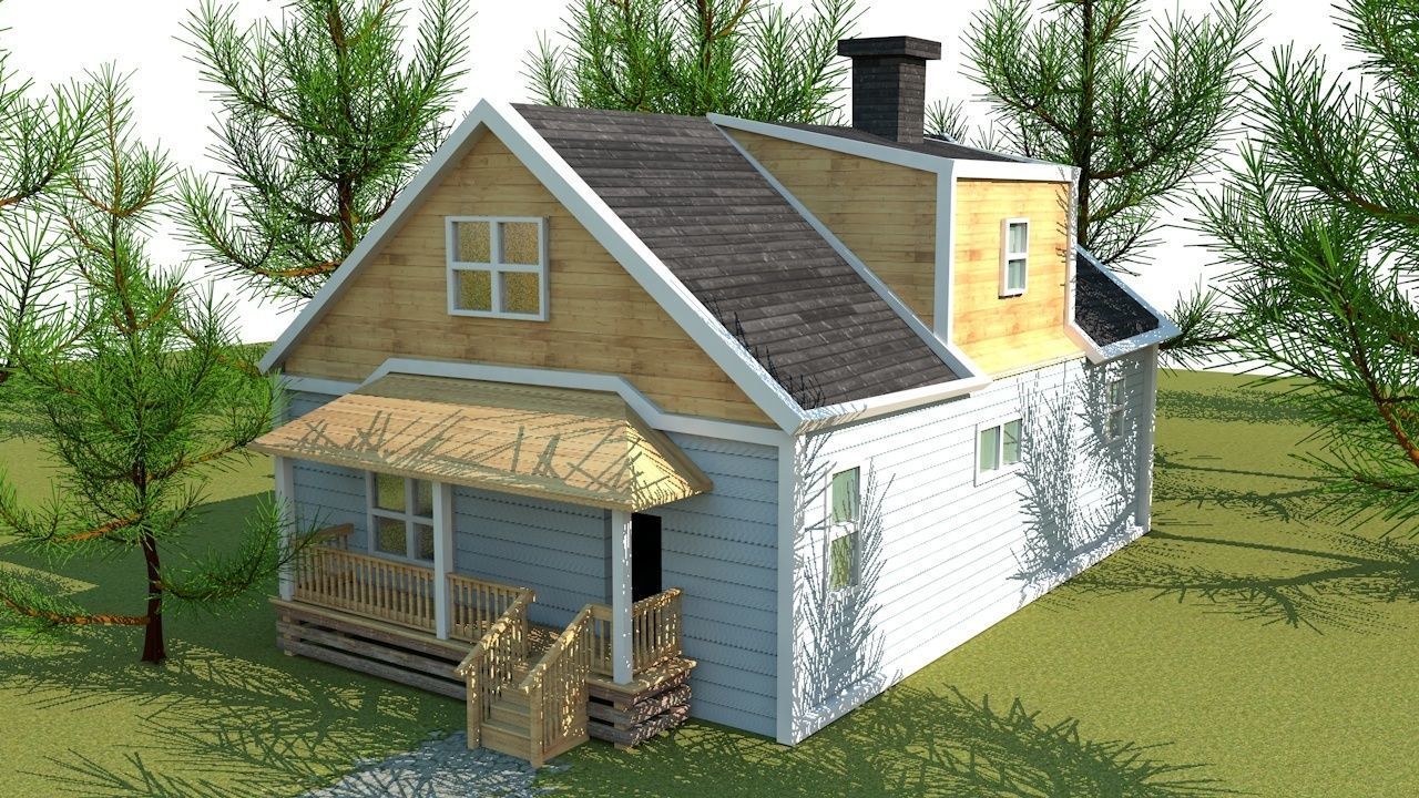 prohouse house plans for cottage Low-poly 3D model_1