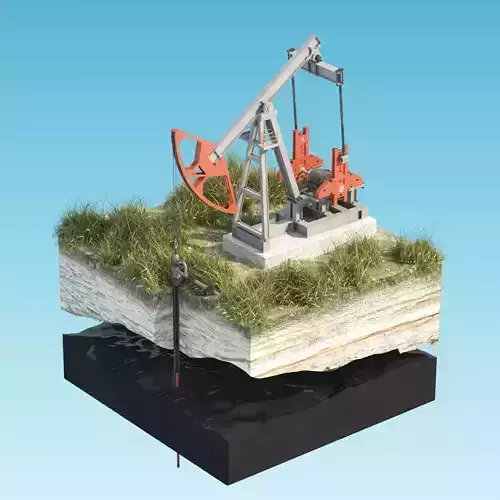 Oil Pumpjack isolated island 3D model