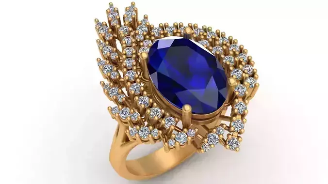 Marquise Style Oval Sapphire Gold Ring 3D print model