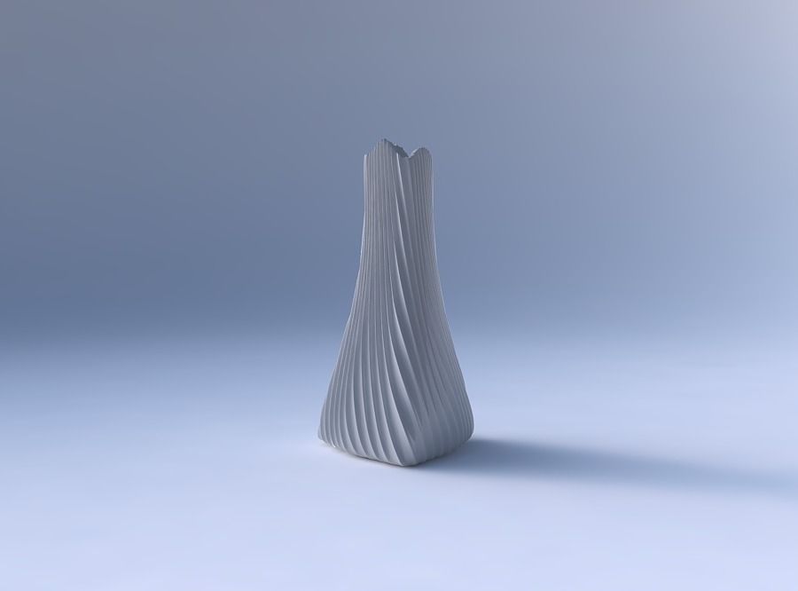 Vase grounded triangle with extruded vertical lines 2 3D print model_4