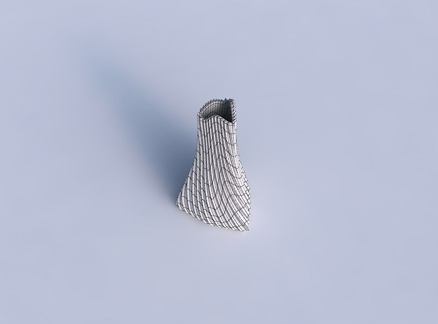 Vase grounded triangle with extruded vertical lines 2 3D print model_6