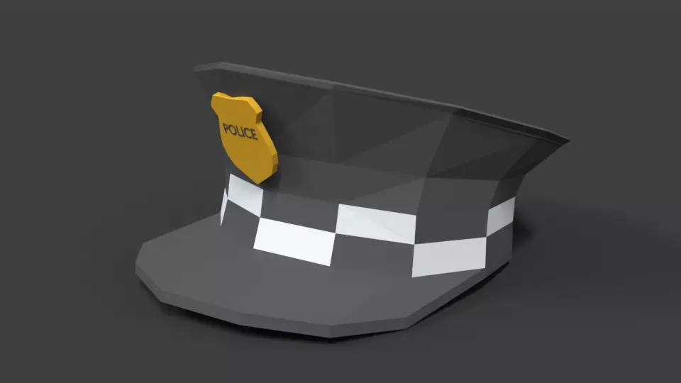 Low Poly Cartoon Police Hat Low-poly 3D model