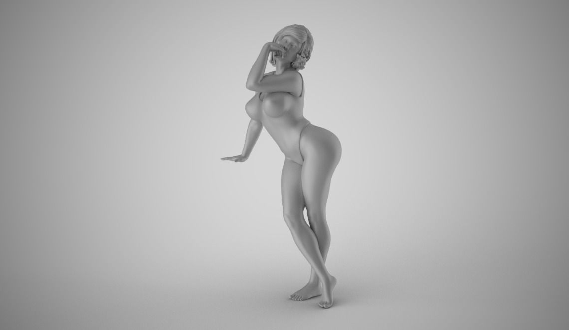 Girl Leaning Hand 3D print model_2