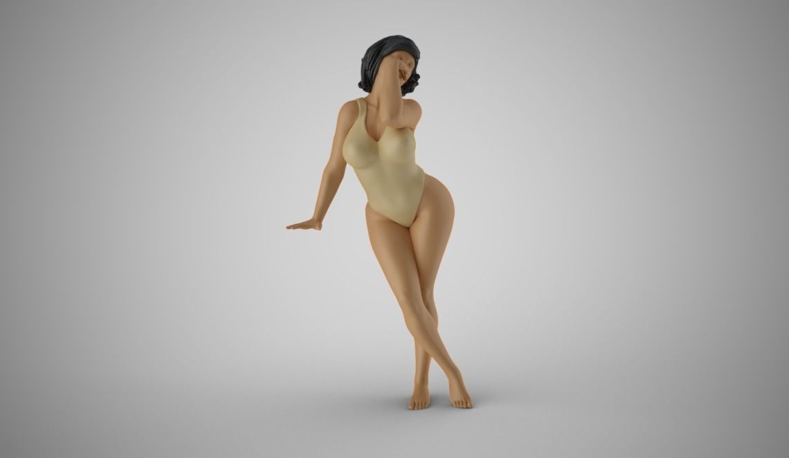 Girl Leaning Hand 3D print model_4