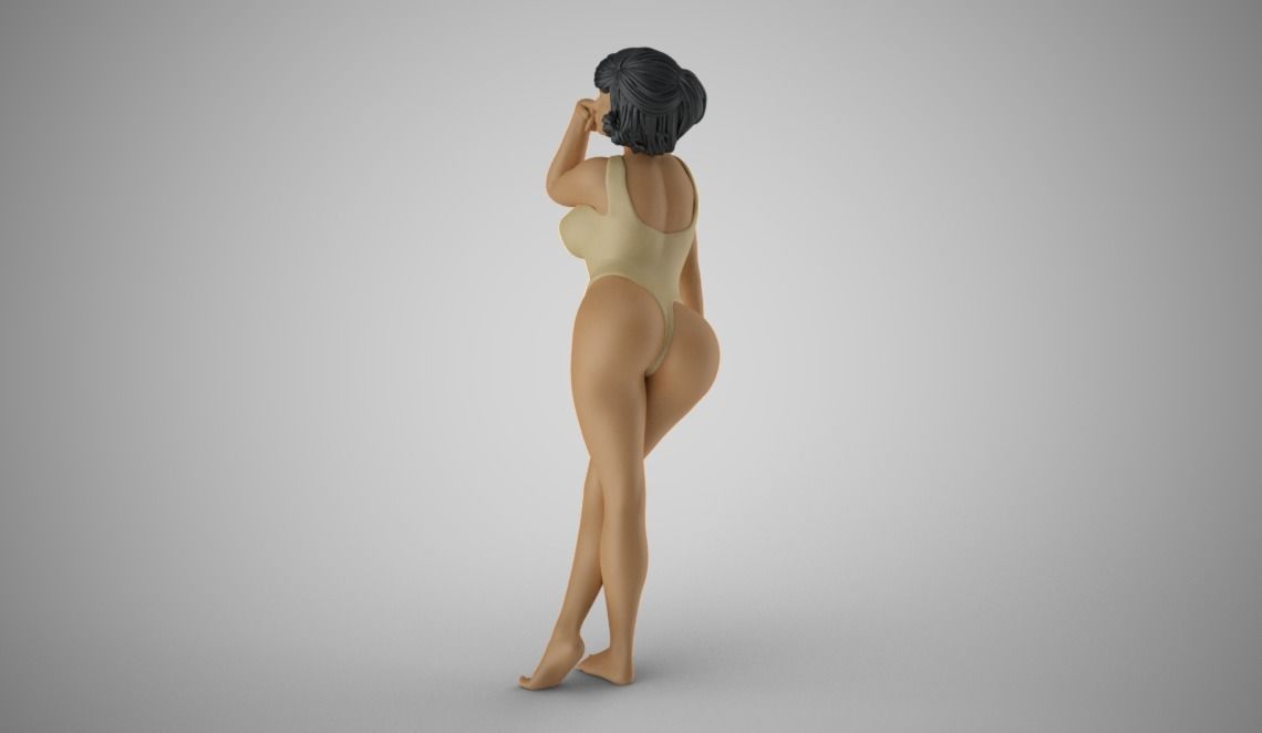 Girl Leaning Hand 3D print model_9