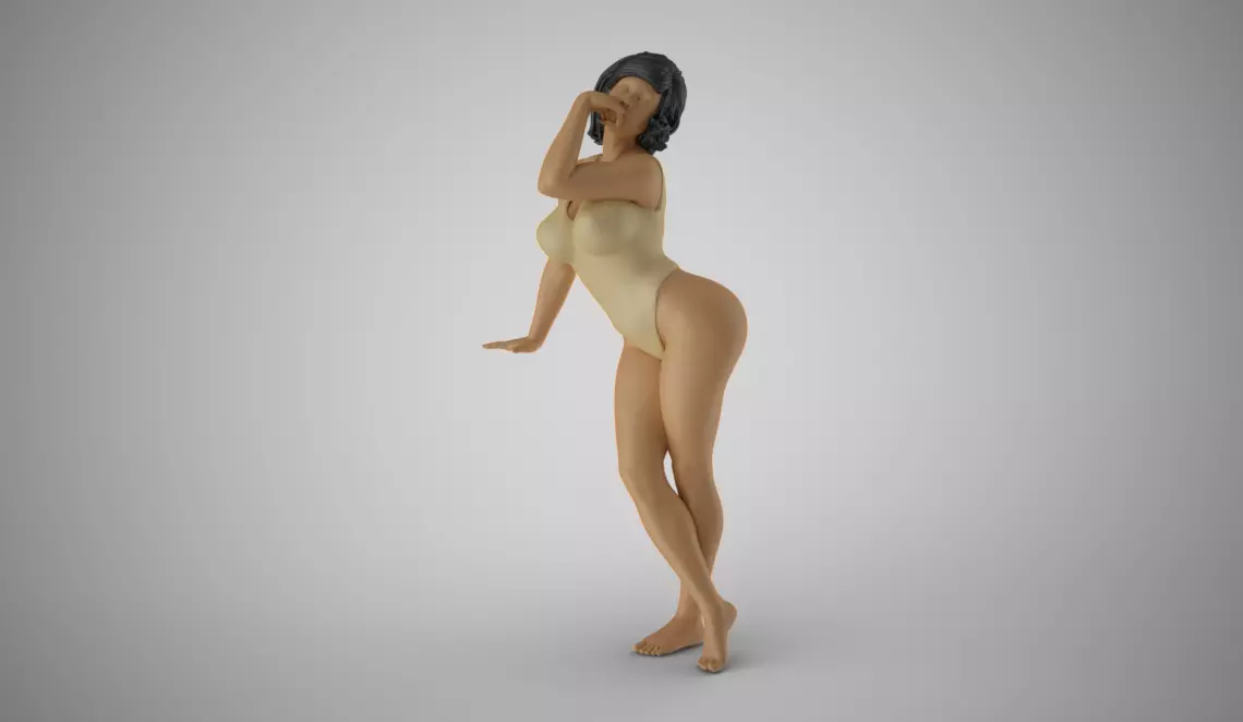 Girl Leaning Hand 3D print model_0