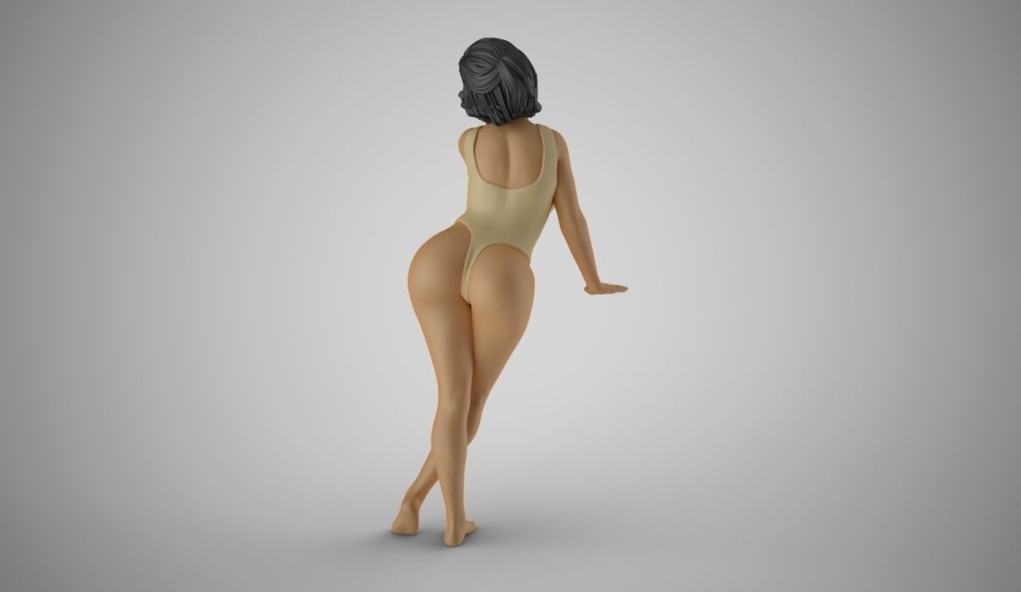 Girl Leaning Hand 3D print model_8