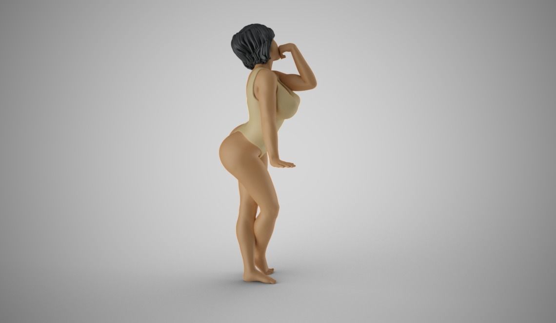 Girl Leaning Hand 3D print model_6