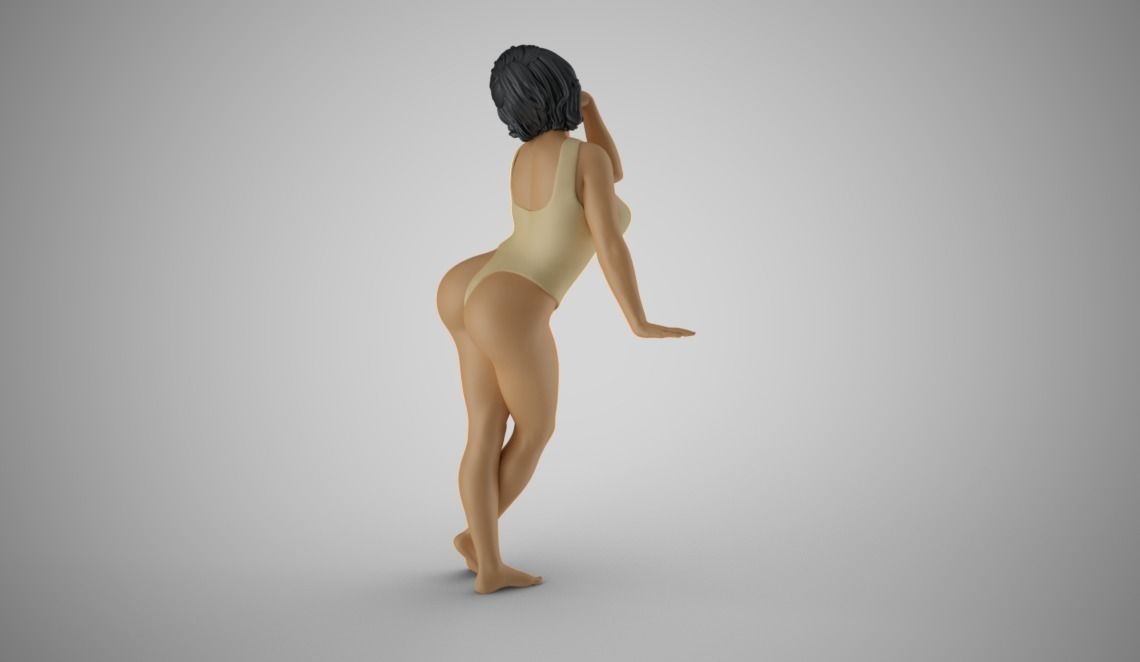 Girl Leaning Hand 3D print model_7