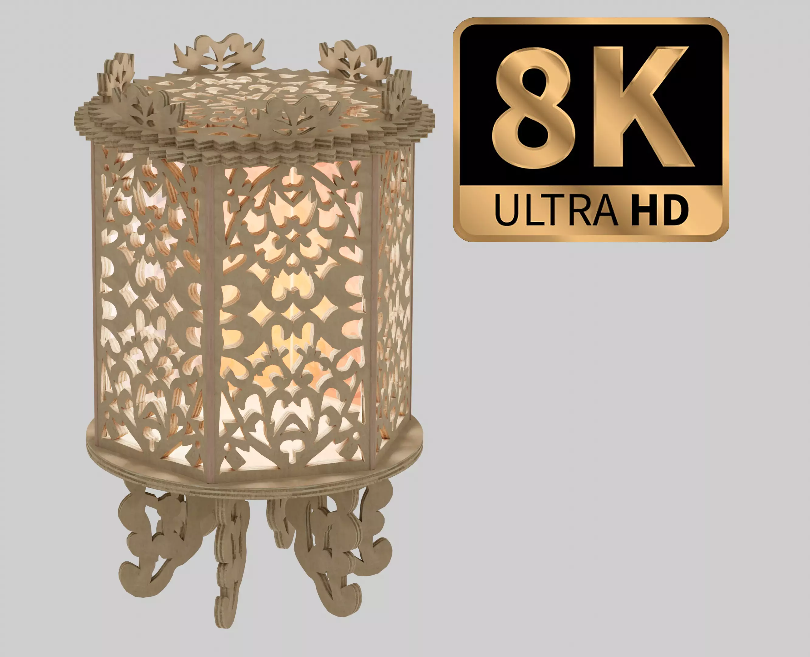 Small Desk Wooden Lamp 3D model