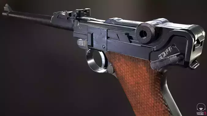 Luger P08 Pistol Low-poly 3D model
