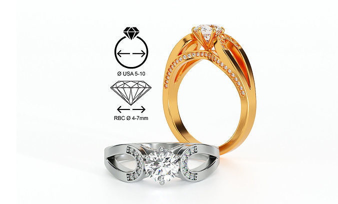 multy stones engagement gold ring  3D print model