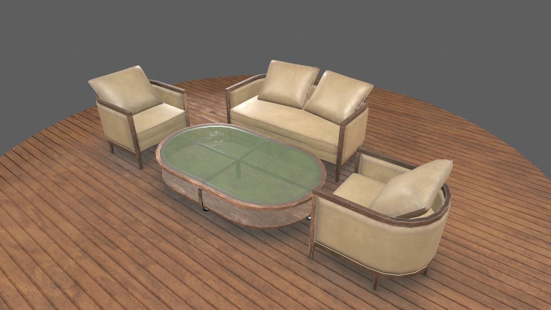 Leather Lounge chair Sofa Set 3D Model Low-poly 3D model_23