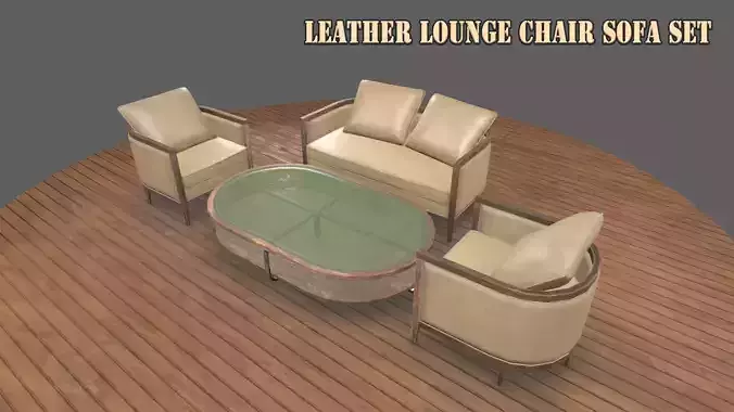 Leather Lounge chair Sofa Set 3D Model