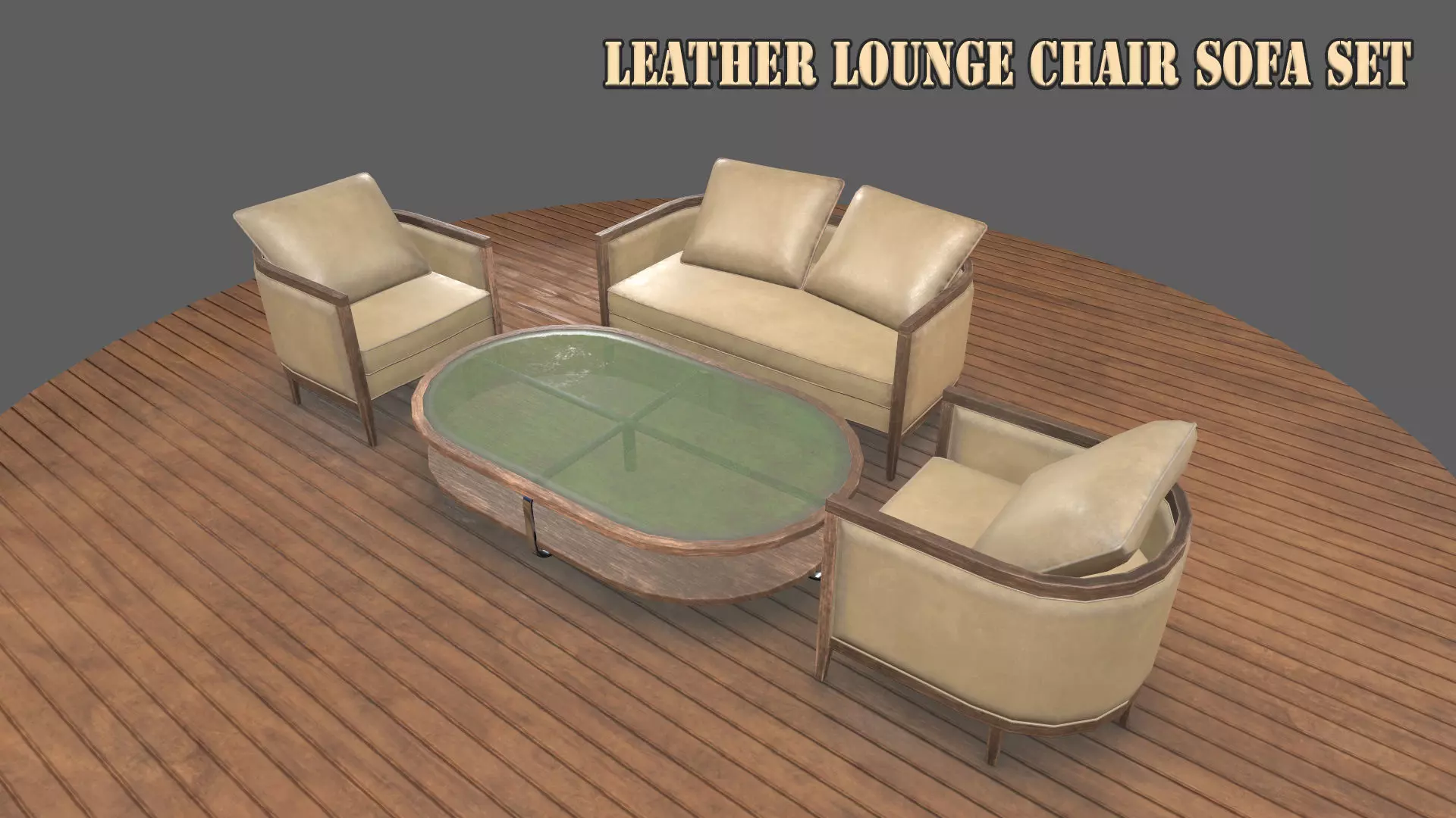 Leather Lounge chair Sofa Set 3D Model Low-poly 3D model_0
