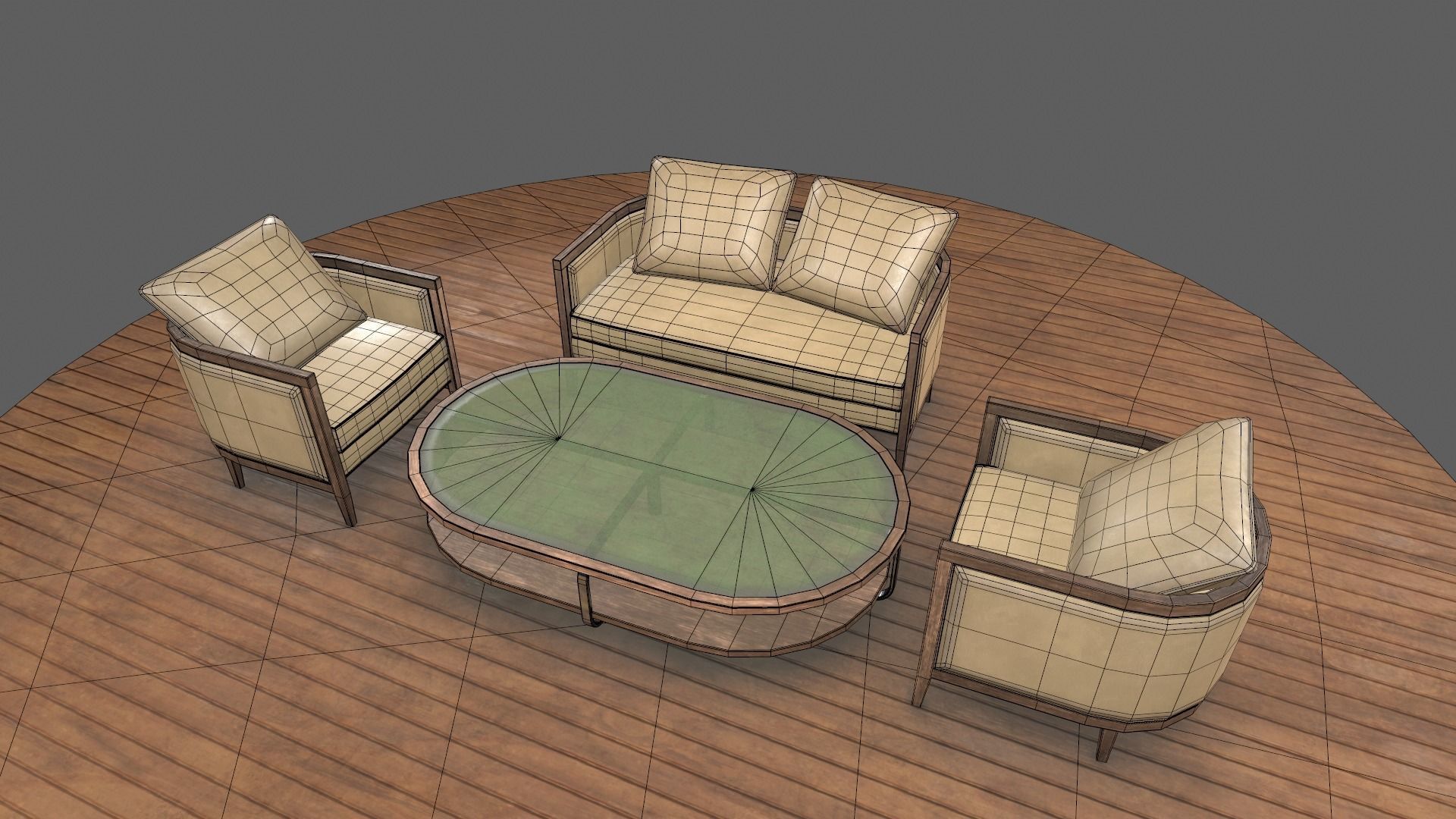 Leather Lounge chair Sofa Set 3D Model Low-poly 3D model_27