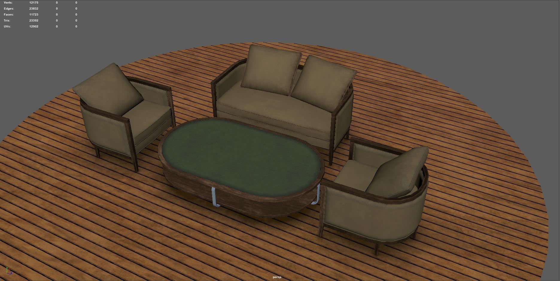 Leather Lounge chair Sofa Set 3D Model Low-poly 3D model_22