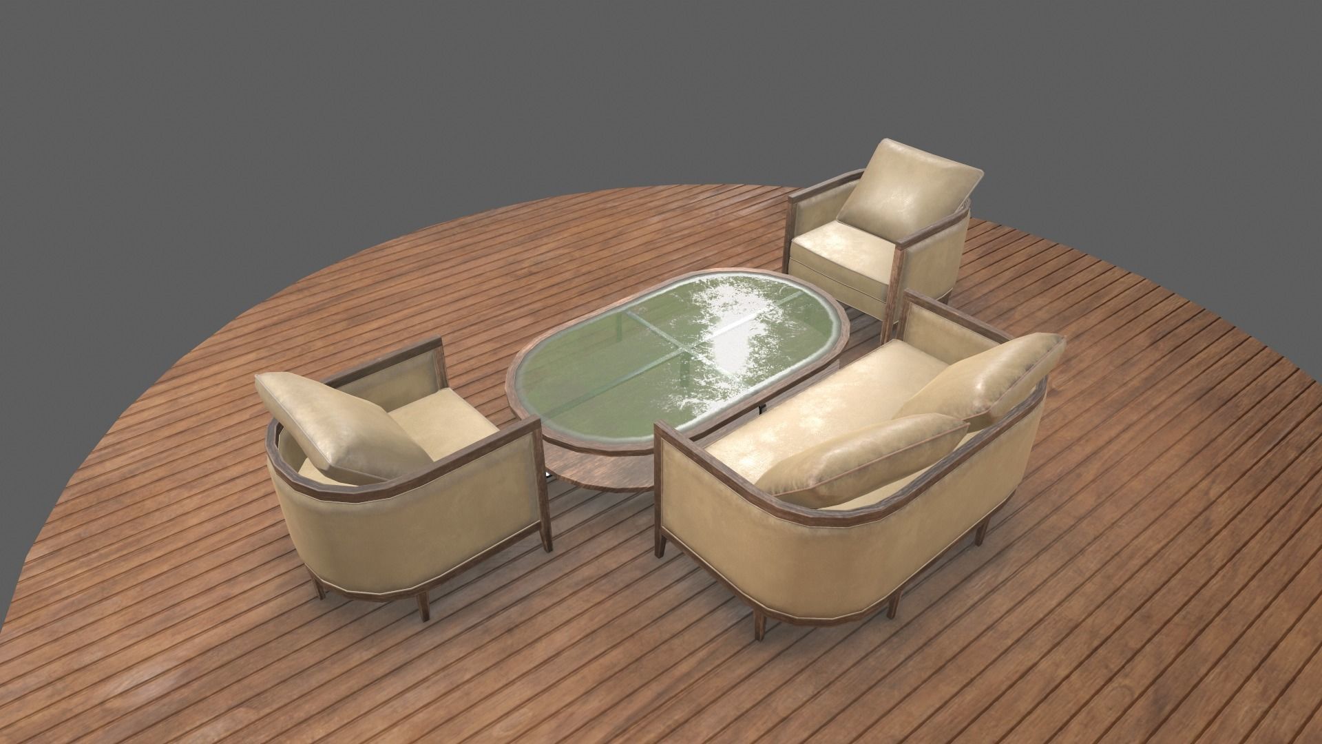 Leather Lounge chair Sofa Set 3D Model Low-poly 3D model_24