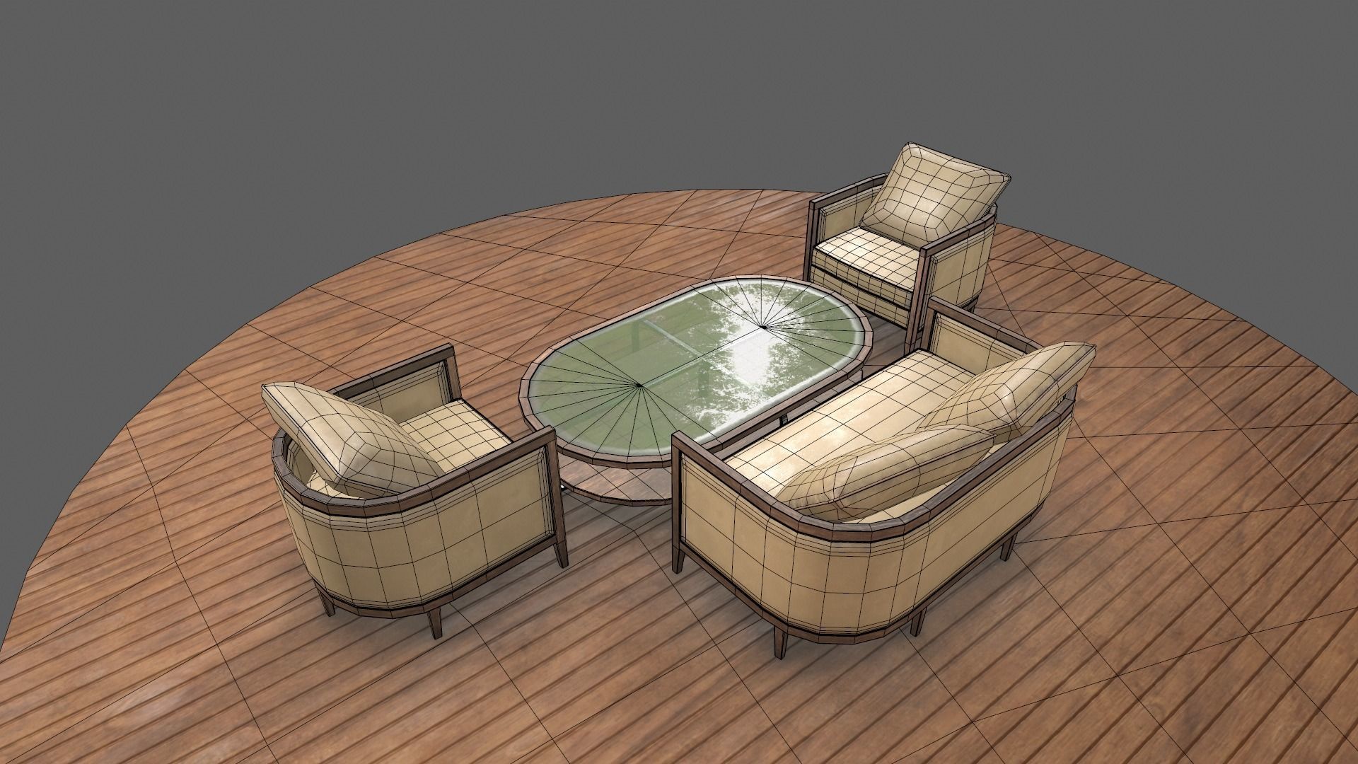 Leather Lounge chair Sofa Set 3D Model Low-poly 3D model_26
