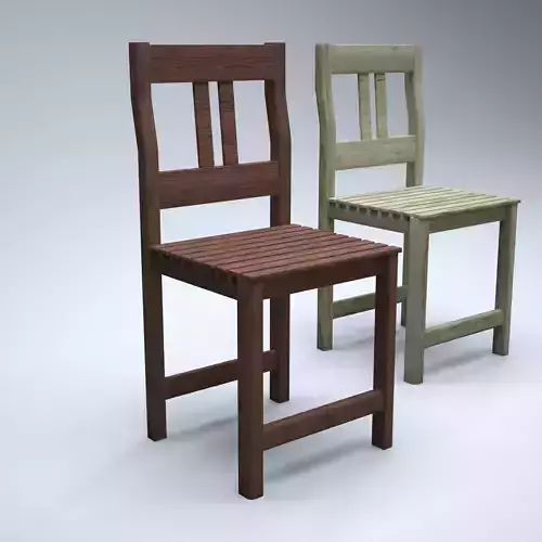 Classic Wooden Kitchen Chair High-Poly
