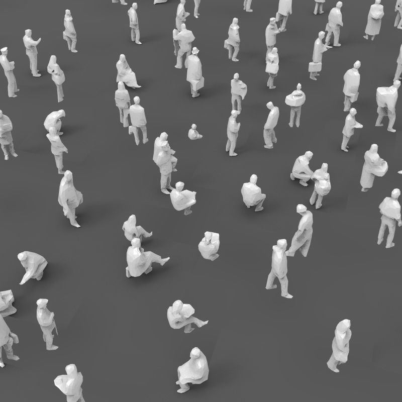 140 unique extremely-low-poly people Low-poly 3D model_2