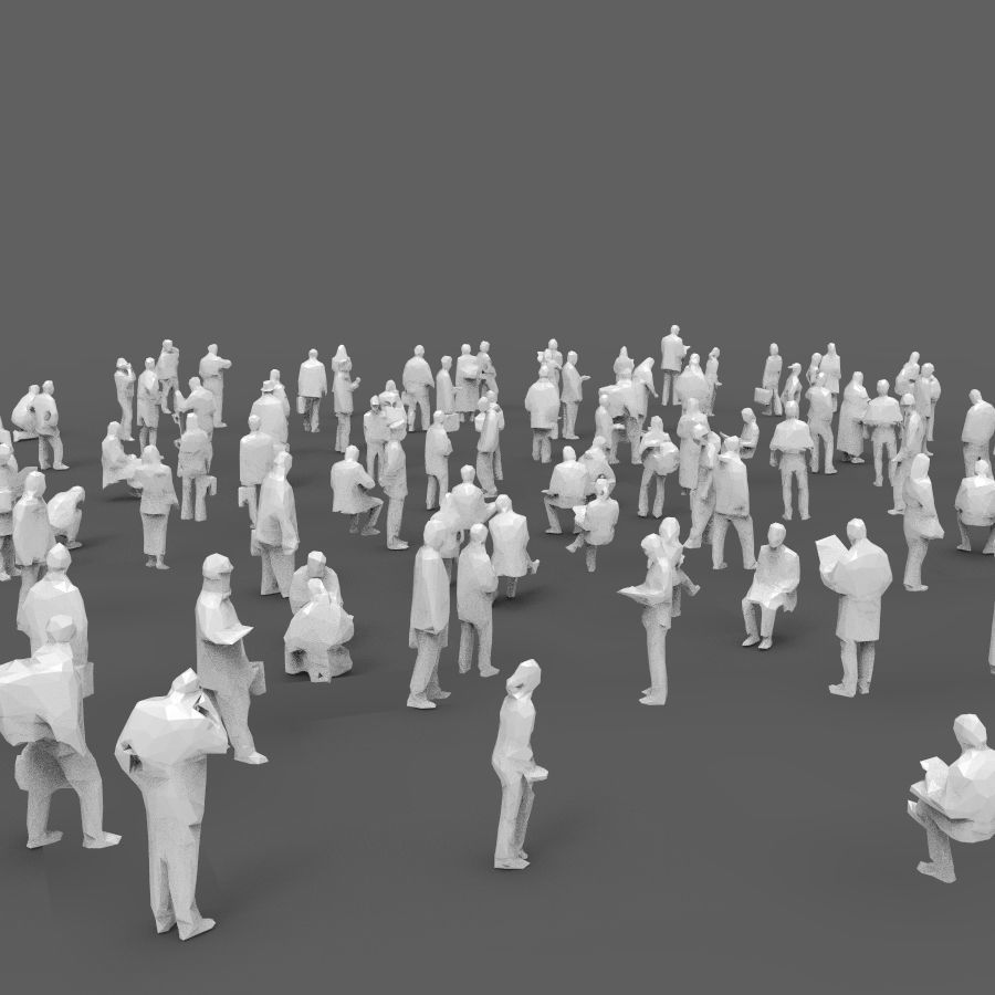 140 unique extremely-low-poly people Low-poly 3D model_5