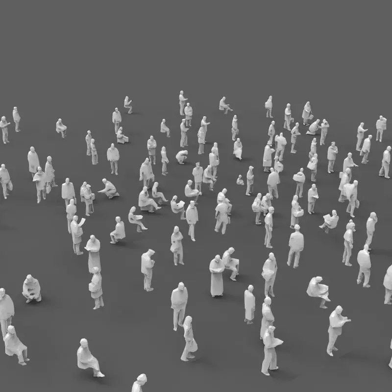 140 unique extremely-low-poly people Low-poly 3D model_0