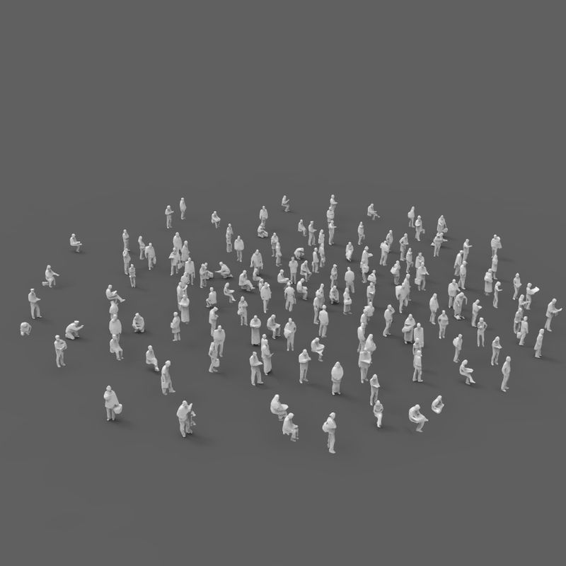 140 unique extremely-low-poly people Low-poly 3D model_6