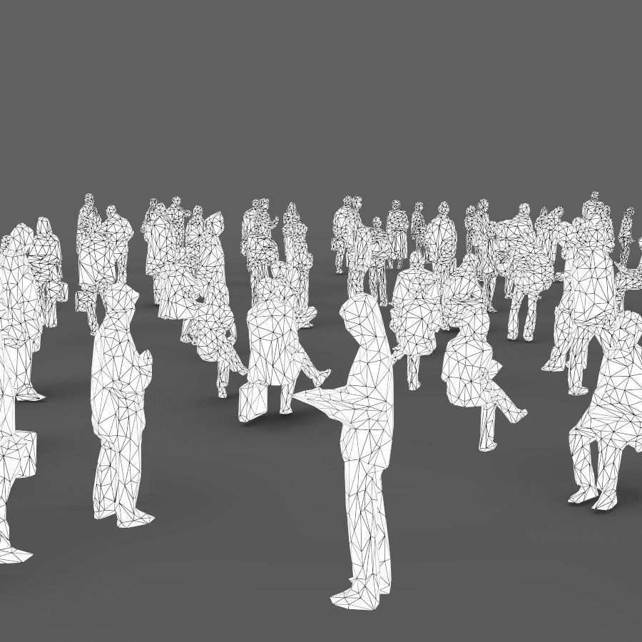 140 unique extremely-low-poly people Low-poly 3D model_4
