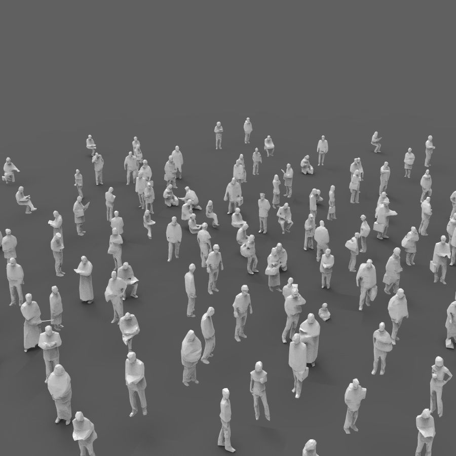 140 unique extremely-low-poly people Low-poly 3D model_7