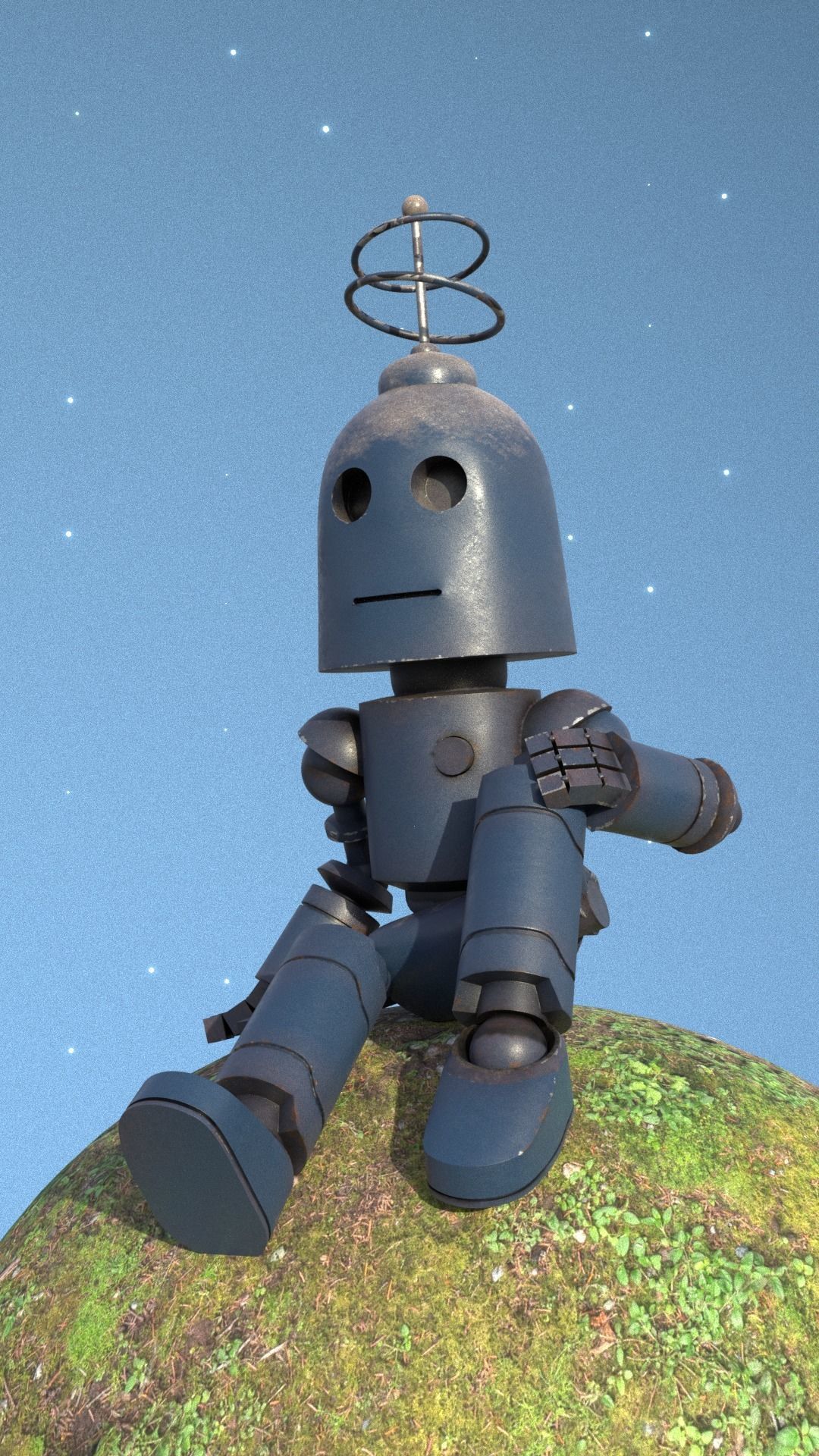 Old and withered robot Low-poly 3D model_4