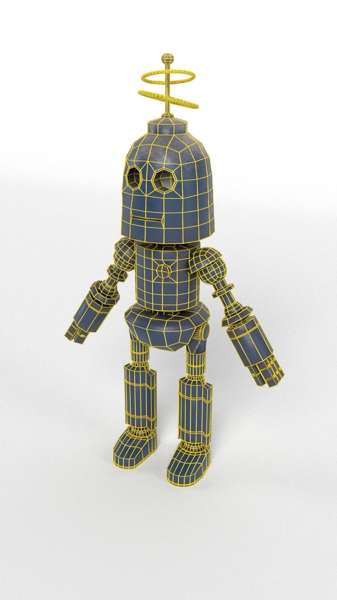 Old and withered robot Low-poly 3D model_5