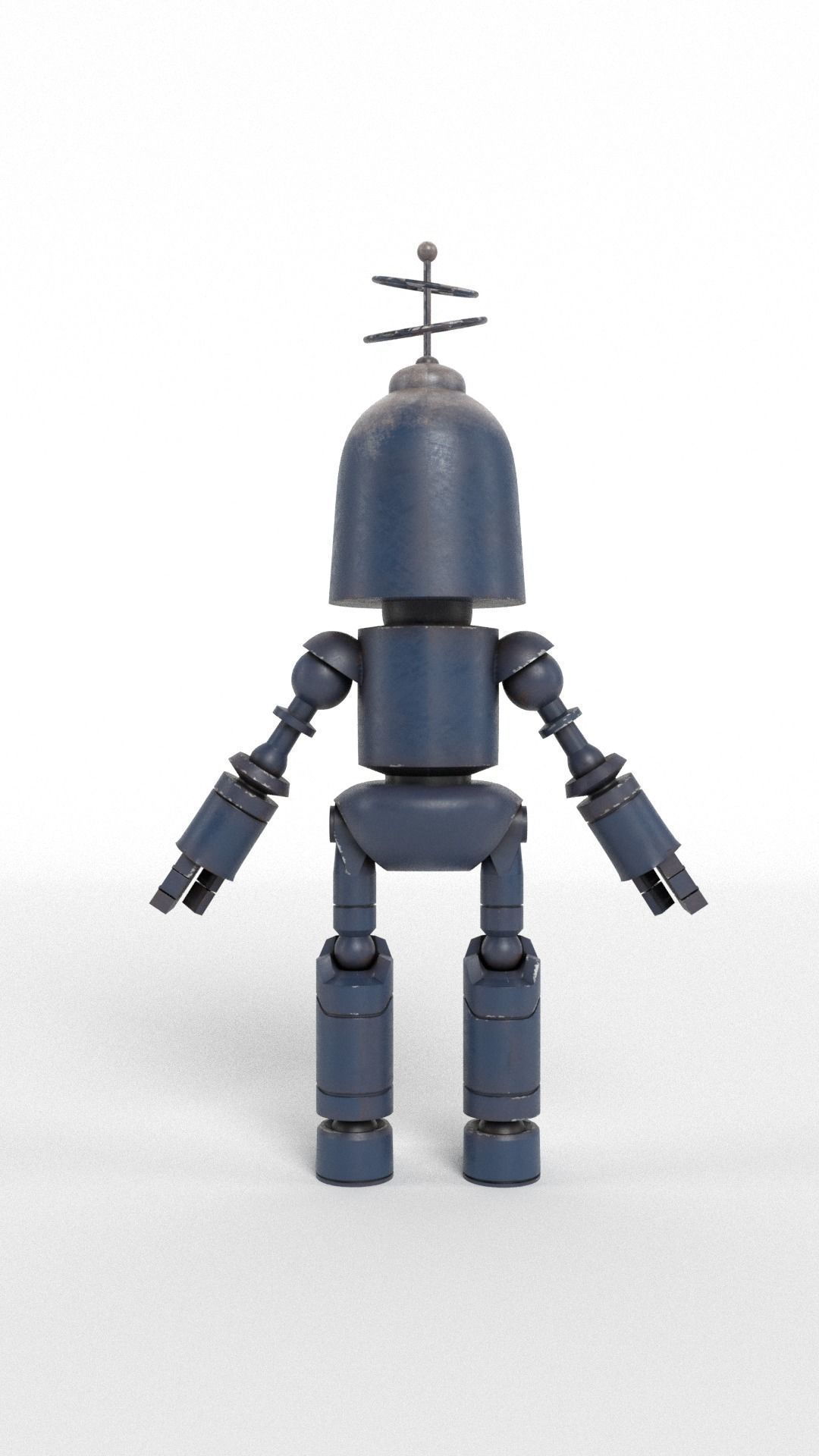 Old and withered robot Low-poly 3D model_2