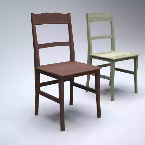 Classic Wooden Kitchen Chair High-Poly