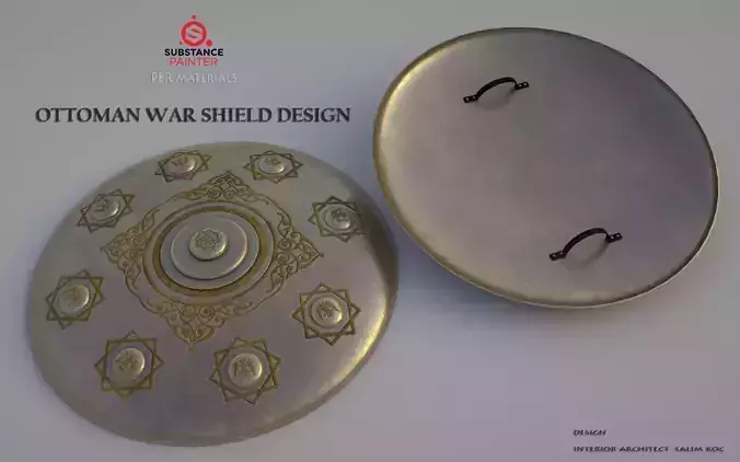    OTOMAN PATTERNED   Shield Low-poly 3D model 3D model