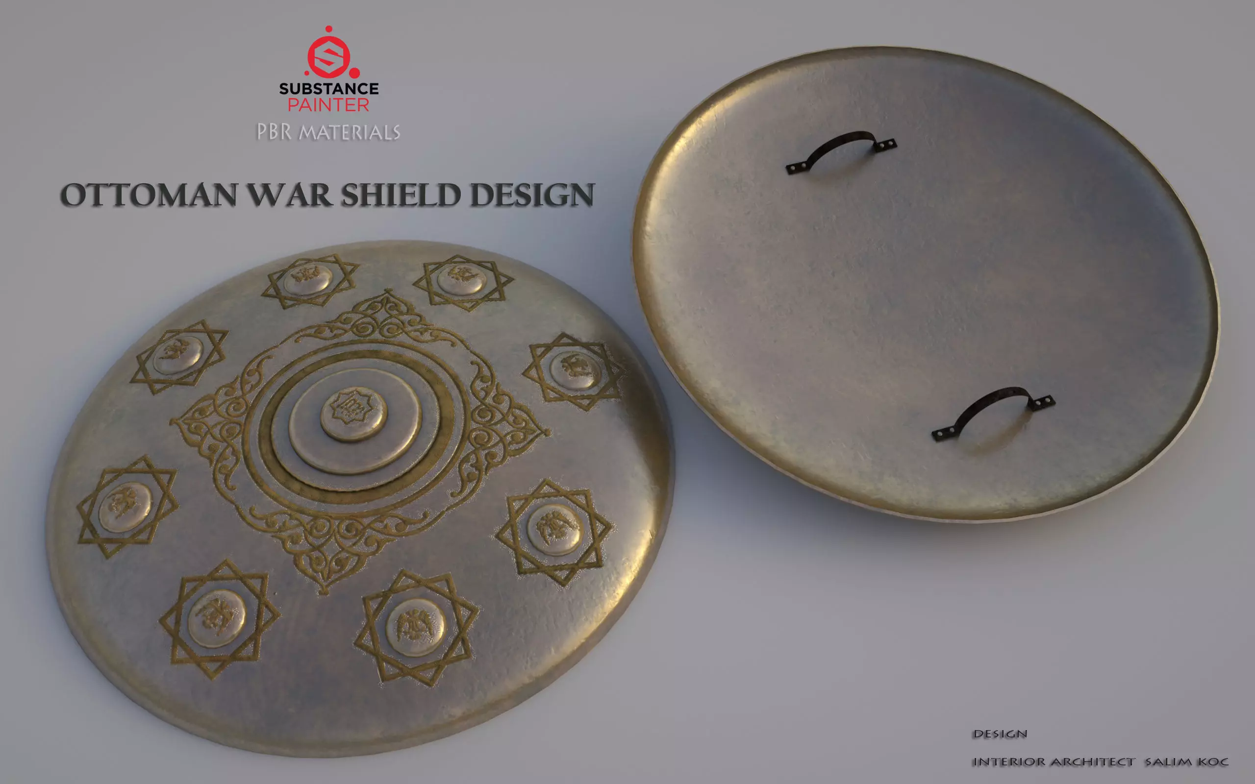    OTOMAN PATTERNED   Shield Low-poly 3D model 3D model_0