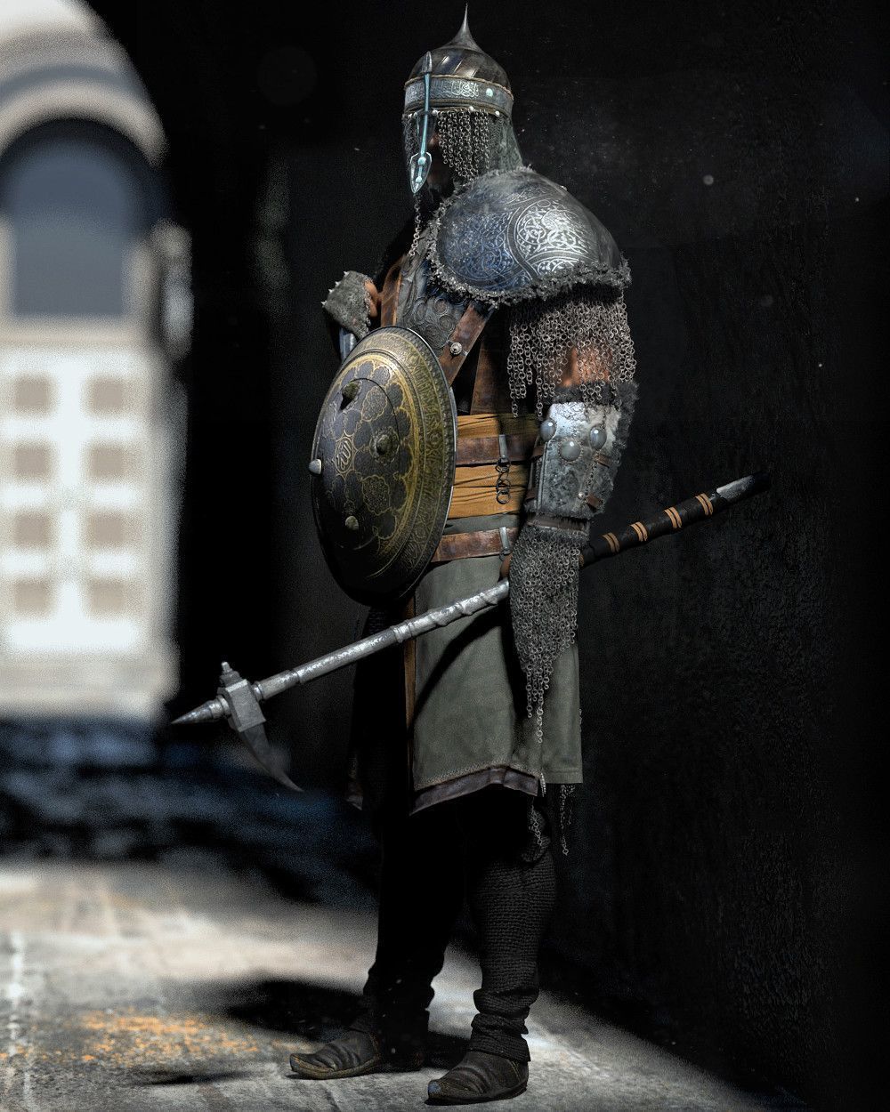    OTOMAN PATTERNED   Shield Low-poly 3D model 3D model_3