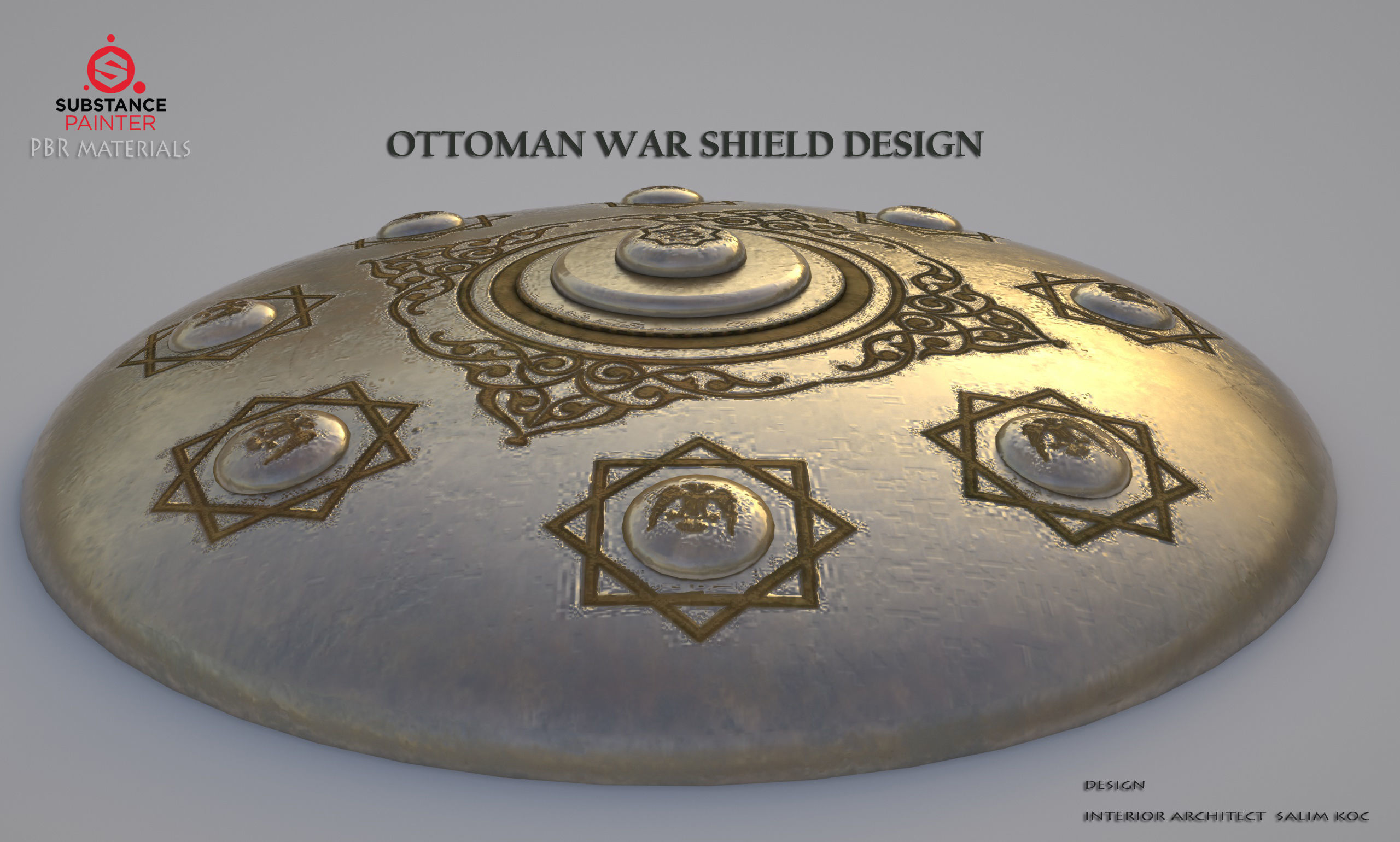    OTOMAN PATTERNED   Shield Low-poly 3D model 3D model_4
